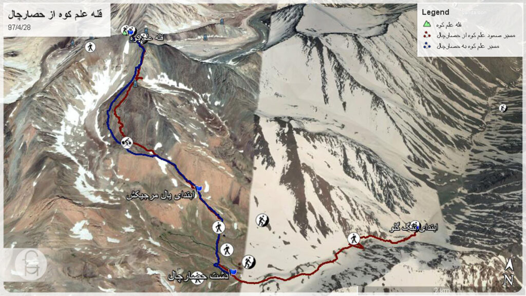 مسیر حصارچال صعود به علم کوه
